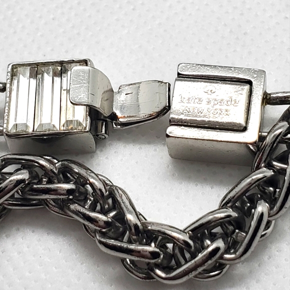 KATE SPADE NY-Electric Garden Crystal floral rhinestone necklace-vintage -silver - Picture 9 of 11